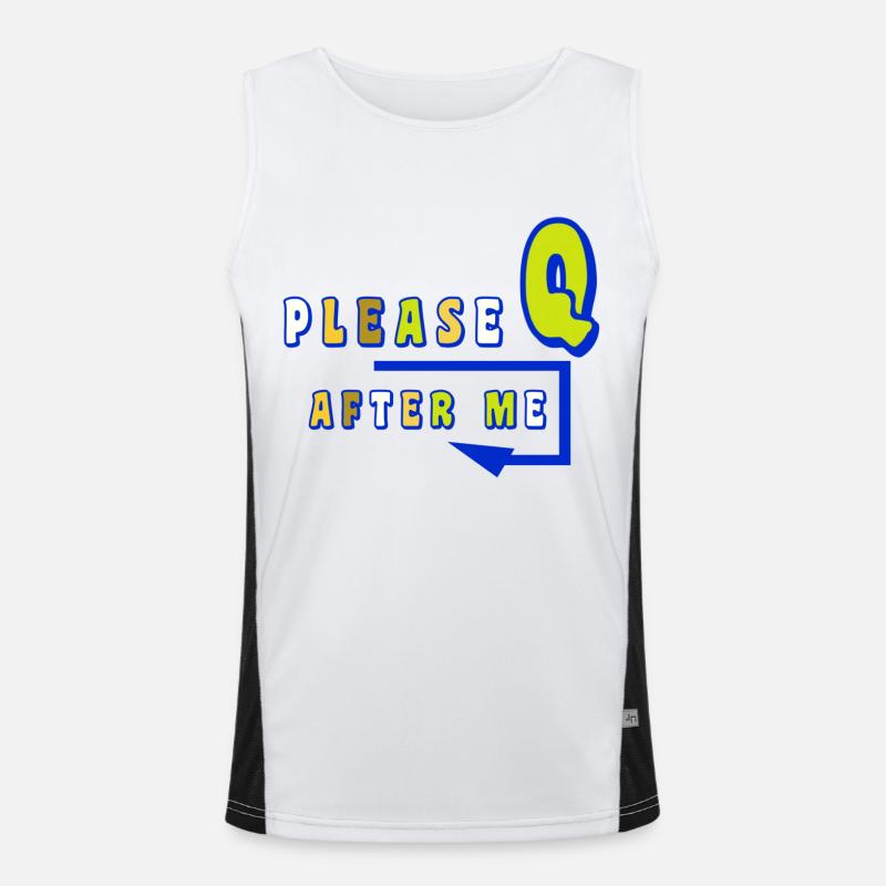 Please queue - Men's Functional Contrast Tank Top  - white/black