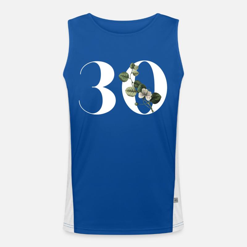 Nummer 30 Blumengrün - 30. Blumengeburtstag Funktionelles Kontrast-Tank Top für Männer 