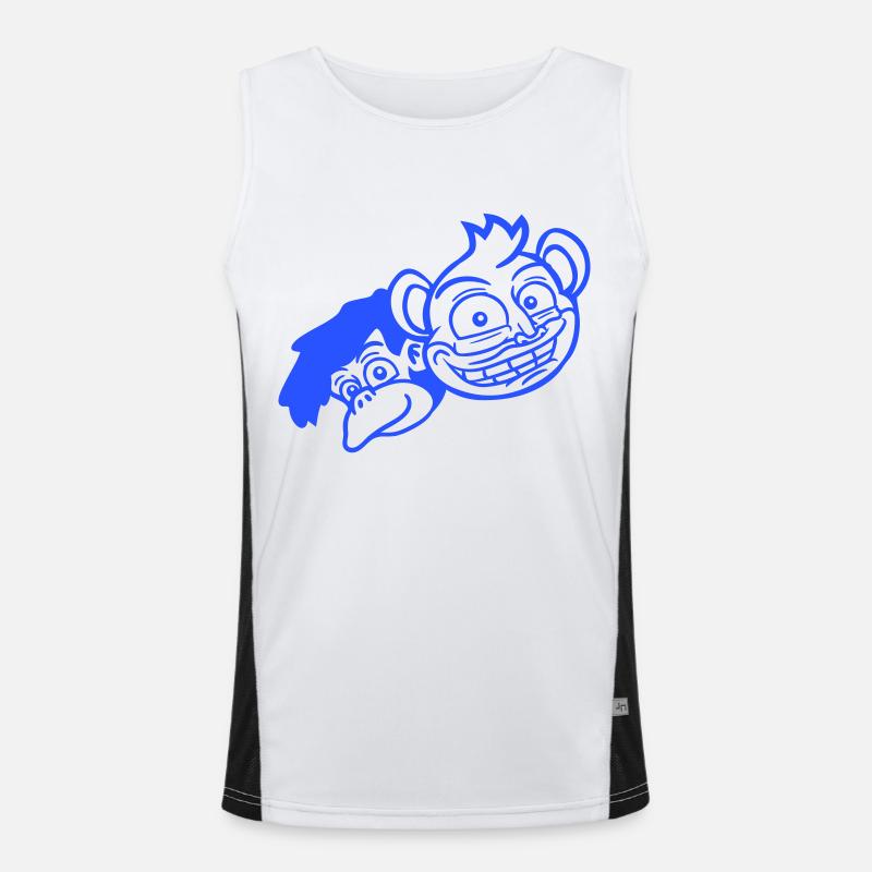 2 Funny Monkey Faces Two Friends Crew Team Men's Functional Contrast Tank Top 