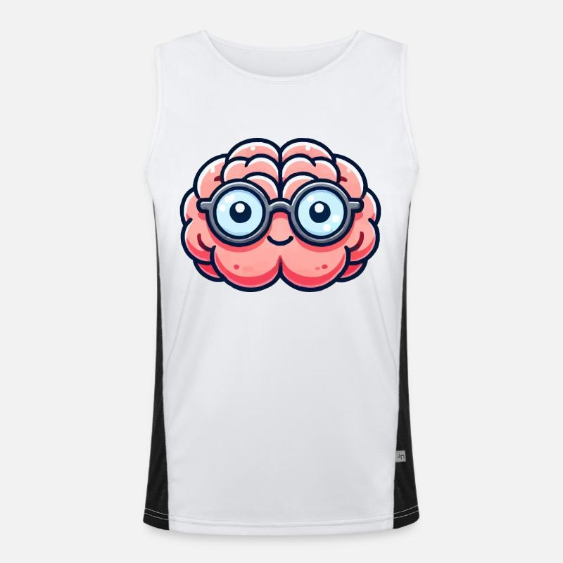 brain comic nerd - Men's Functional Contrast Tank Top  - white/black