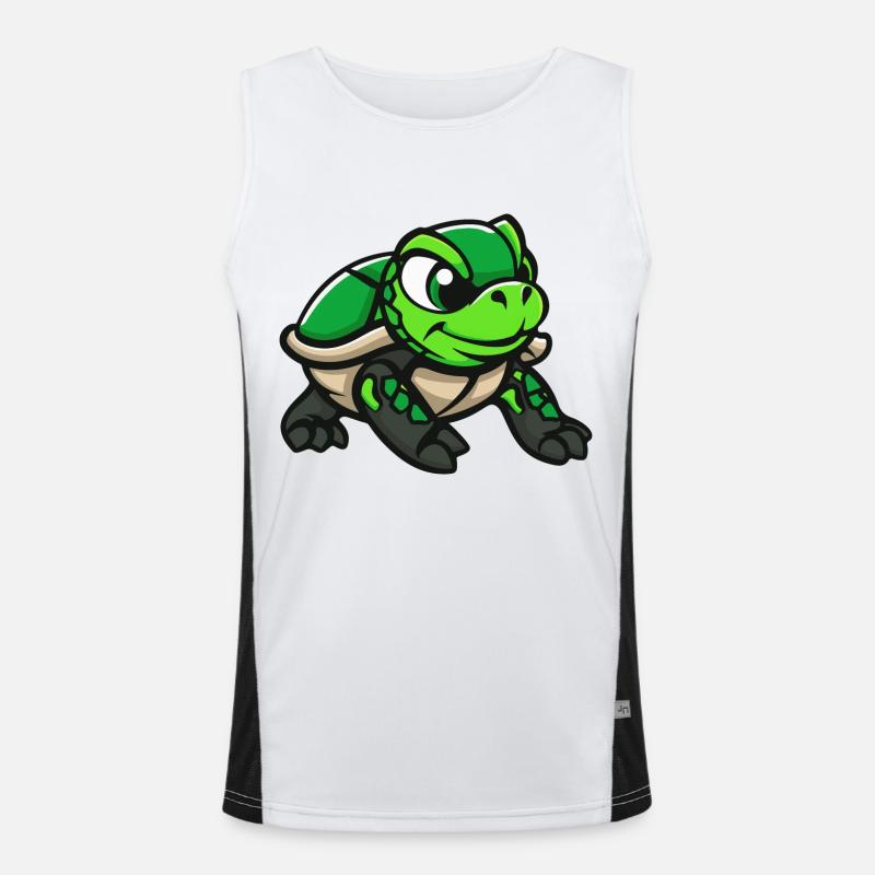 Turtle Comic - Men's Functional Contrast Tank Top  - white/black