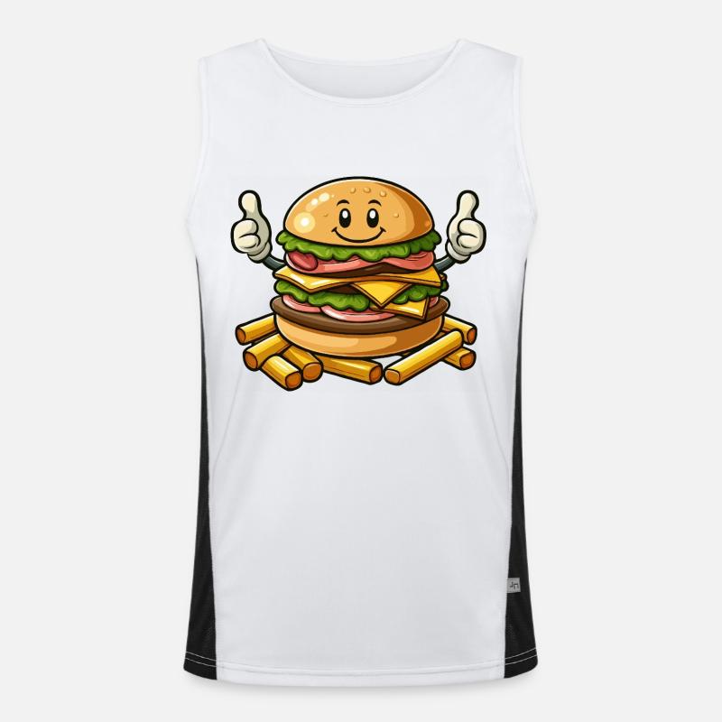Hamburger avec frites Débardeur respirant contrasté Homme 