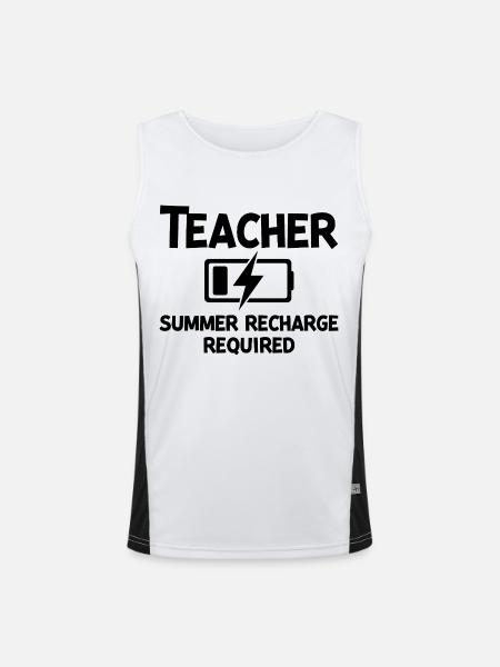 Teacher Summer Recharge Required - Men's Functional Contrast Tank Top  - white/black - Front