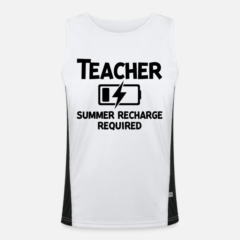 Teacher Summer Recharge Required - Men's Functional Contrast Tank Top  - white/black