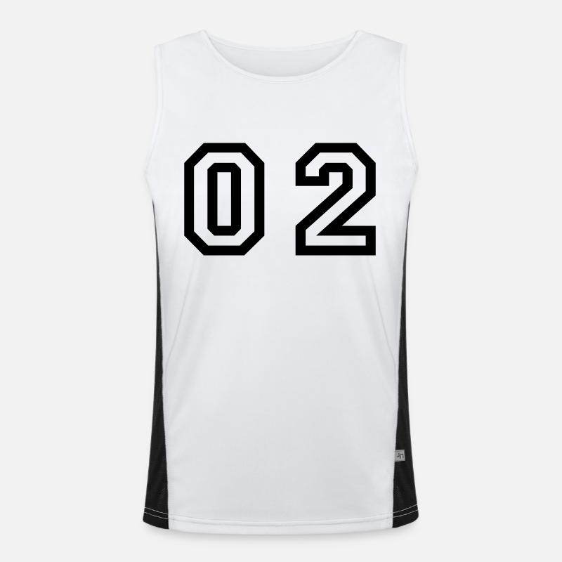 number - 02 - zero two - Men's Functional Contrast Tank Top  - white/black