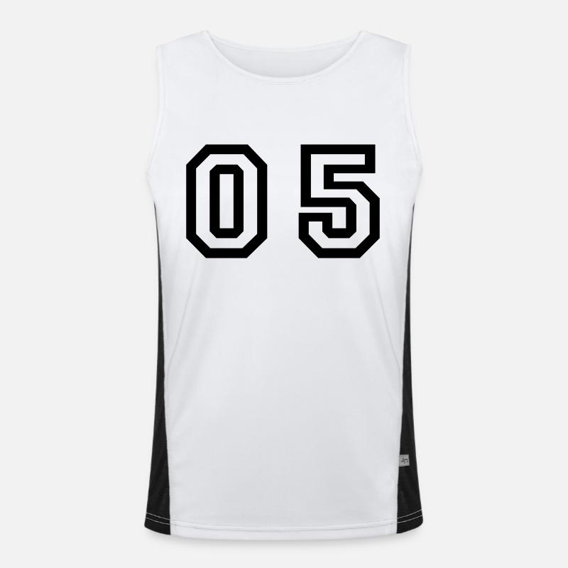 number - 05 - zero five - Men's Functional Contrast Tank Top  - white/black