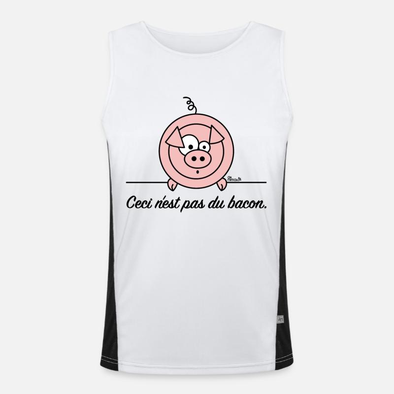 Cochon, Pas du Bacon, Végan Débardeur respirant contrasté Homme 