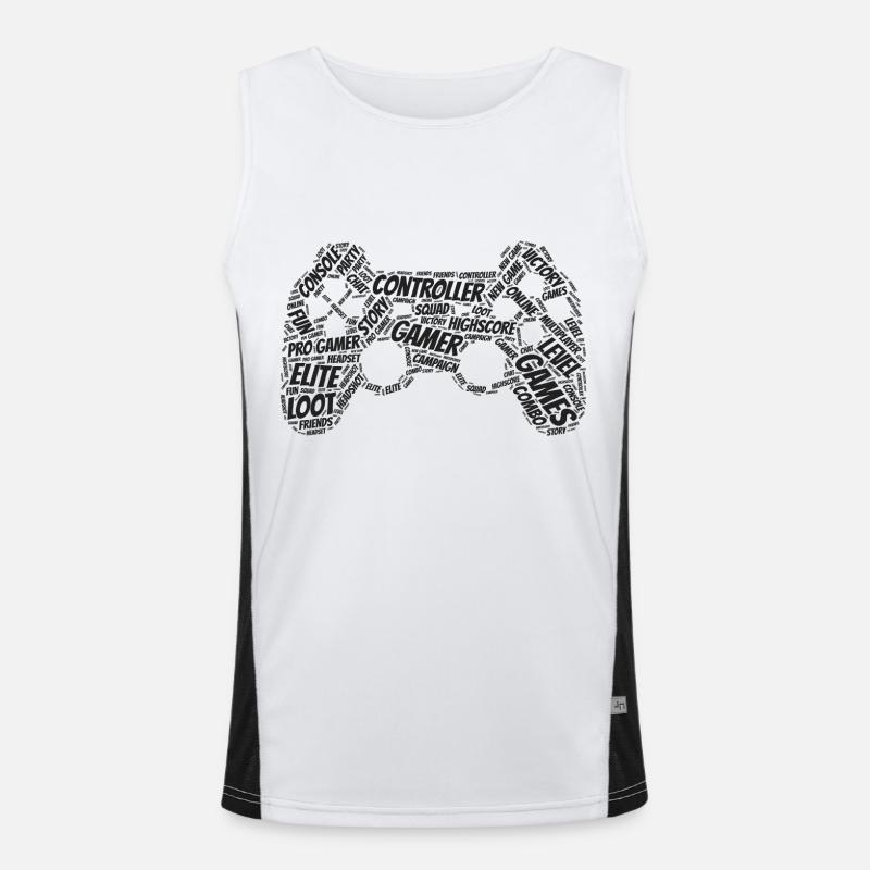 game controller wordart Funktionelles Kontrast-Tank Top für Männer 