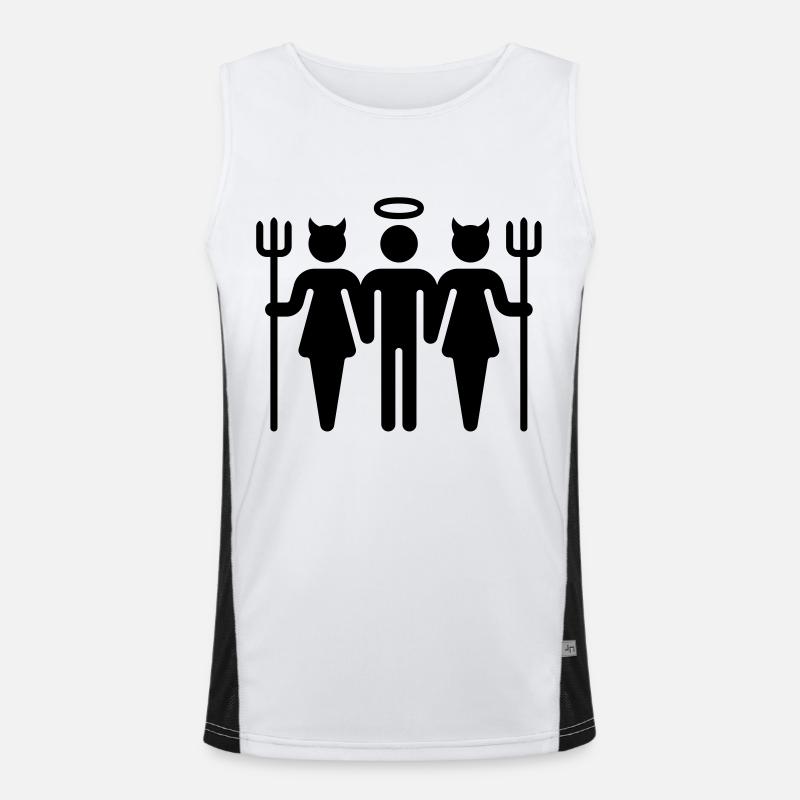 Devil-Cherub-Devil / Teufel-Engel-Teufel (M) - Men's Functional Contrast Tank Top  - white/black