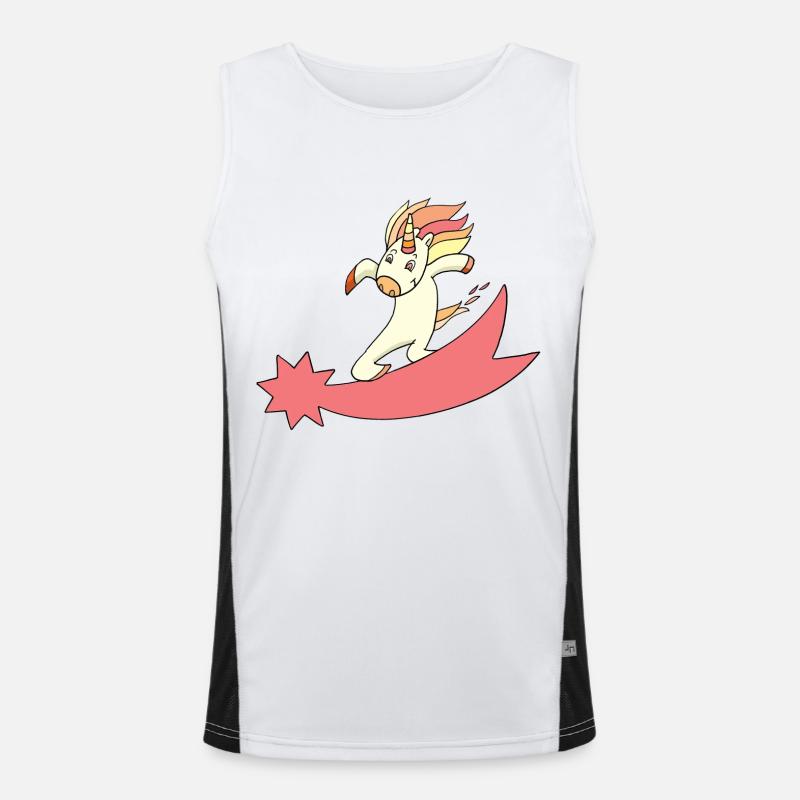 Unicorn shooting star surfing Men's Functional Contrast Tank Top 