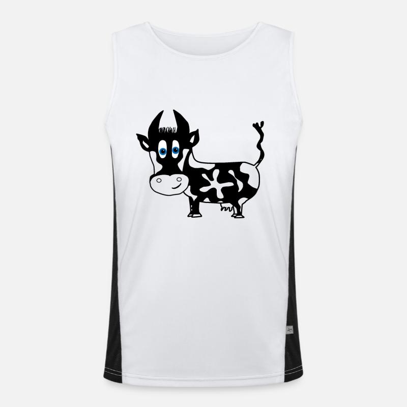 Kuh schwarz Flecken Tier Geschenkidee Funktionelles Kontrast-Tank Top für Männer 