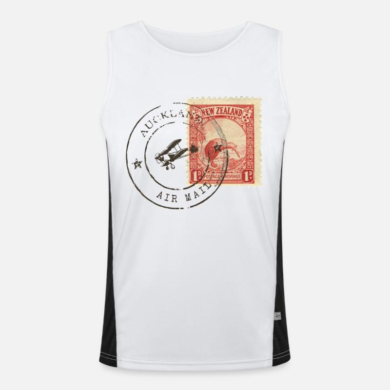 Kiwi Briefmarke Funktionelles Kontrast-Tank Top für Männer 