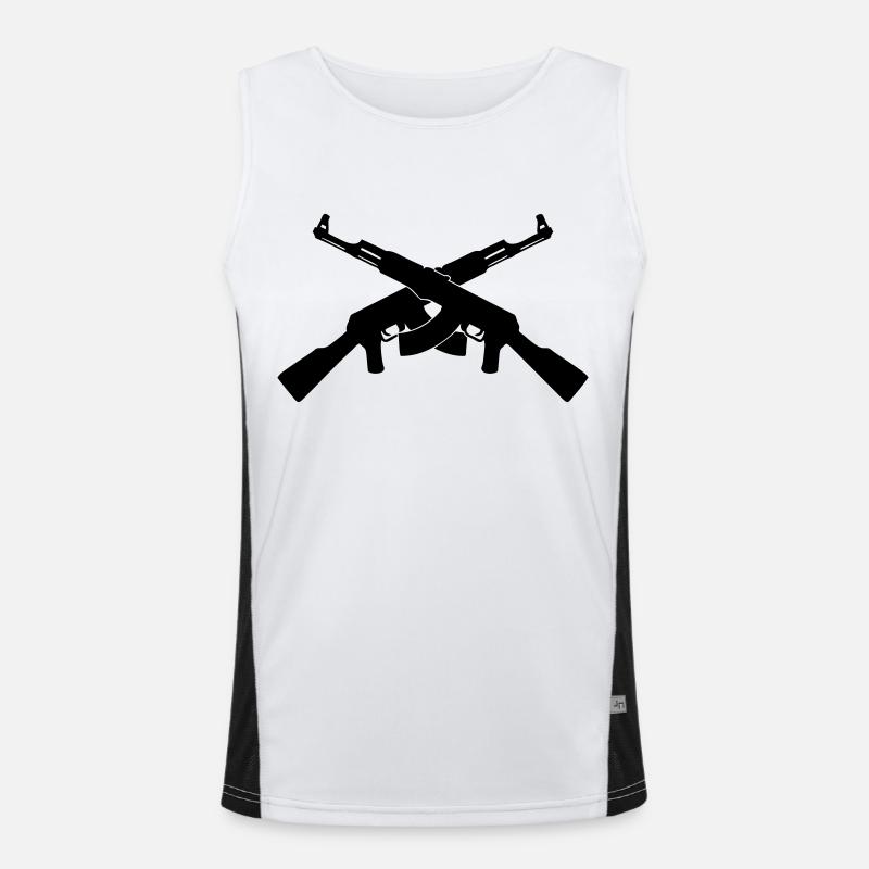 ak47 machine gun kalashnikov geek gamer fun Men's Functional Contrast Tank Top 