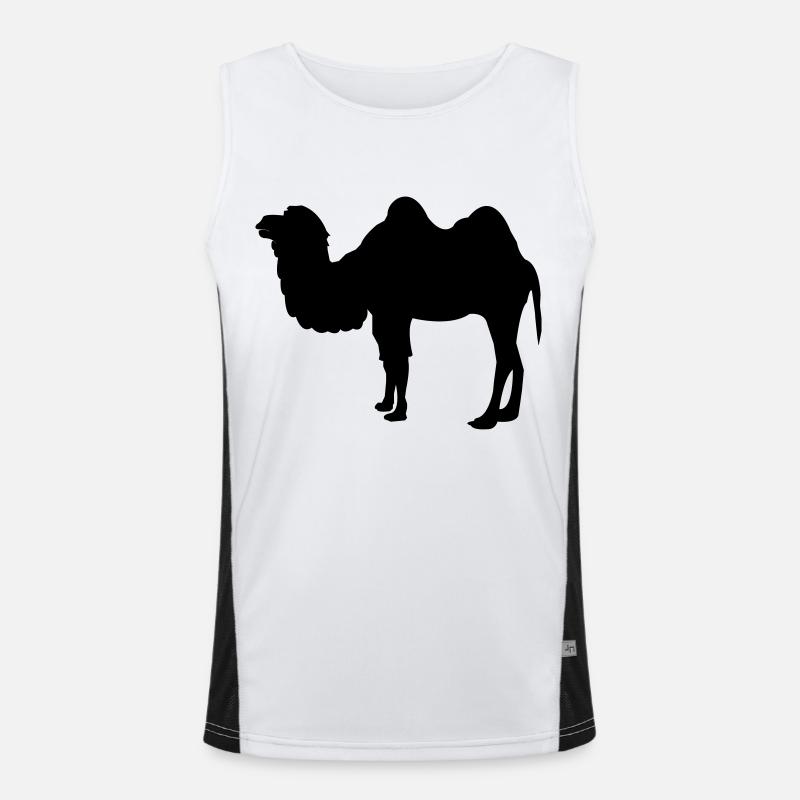 kamel - Men's Functional Contrast Tank Top  - white/black