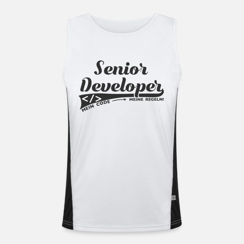 Senior Developer Software Entwickler Geschenk Nerd Funktionelles Kontrast-Tank Top für Männer 