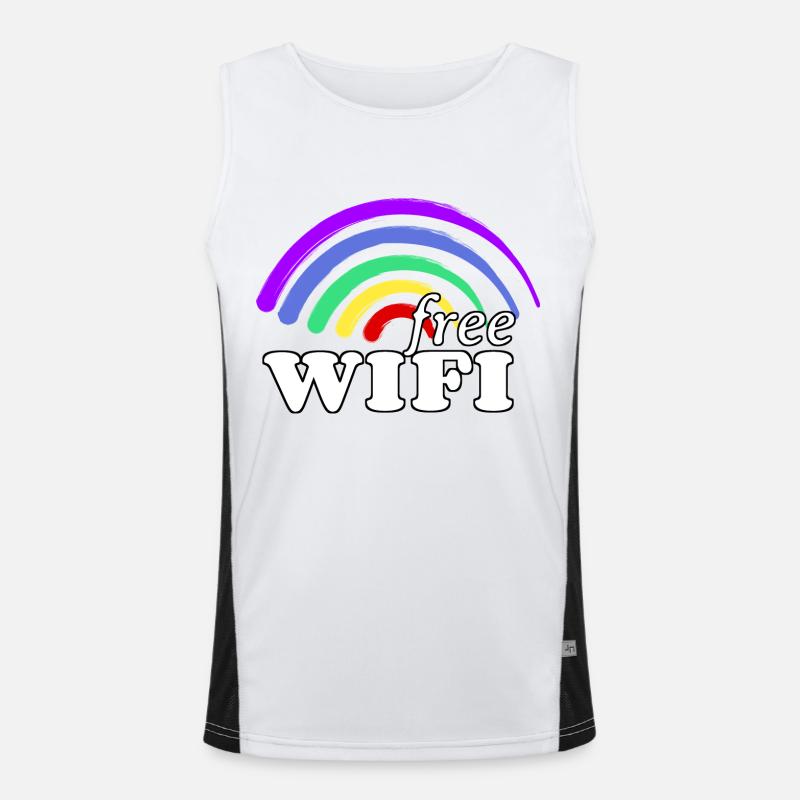 Kostenloses Regenbogen WiFi - Free Rainbow WiFi Men's Functional Contrast Tank Top 