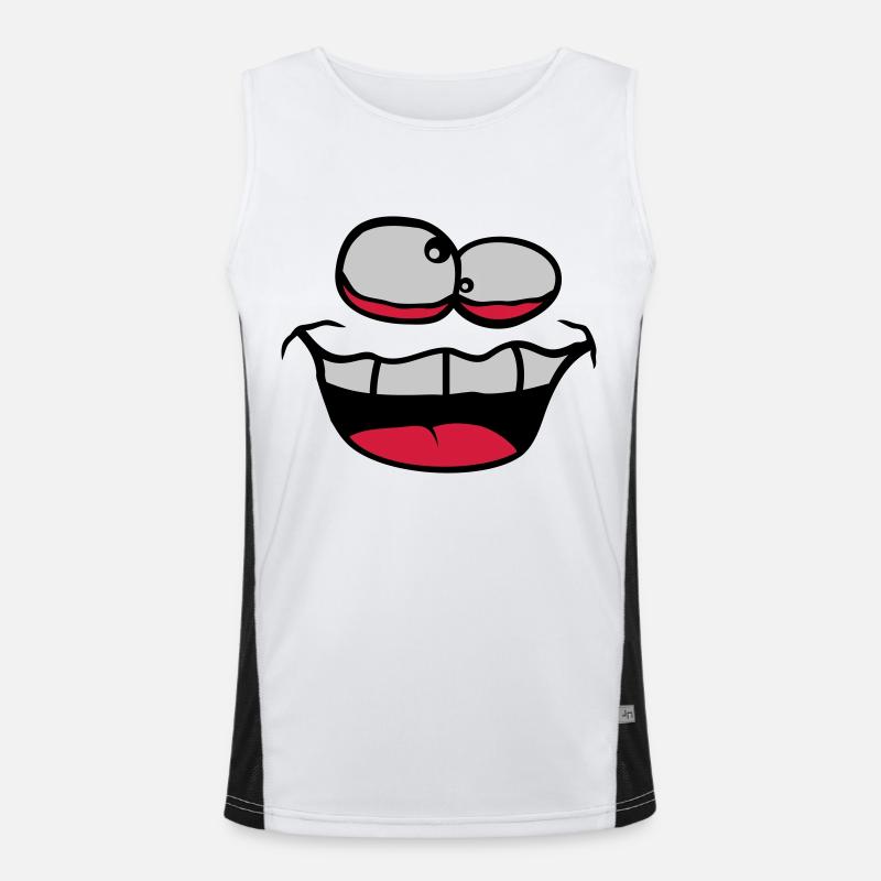 Squinting Crazy Face Men's Functional Contrast Tank Top 