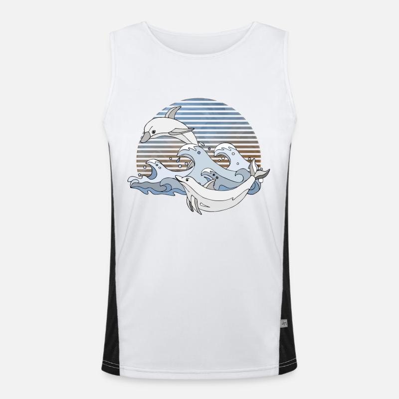 Dolphins - Men's Functional Contrast Tank Top  - white/black