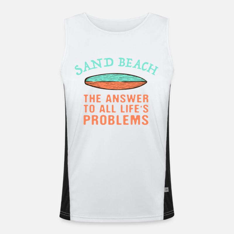 Sand Beach Answer To All Life's Problems Surfing Men's Functional Contrast Tank Top 