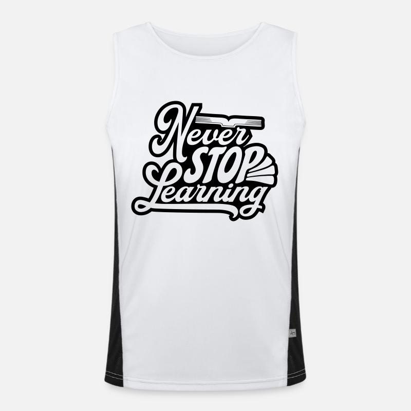 never stop learning quote - Men's Functional Contrast Tank Top  - white/black