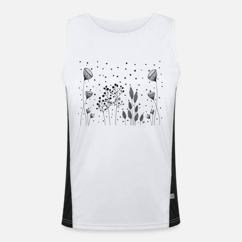 Fleurs Dessin Fineline points noirs Débardeur respirant contrasté Homme 