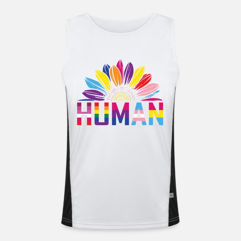 LGBTQ Nonbinary Coloré Rainbow Flag LGBTQ + Pride Débardeur respirant contrasté Homme 