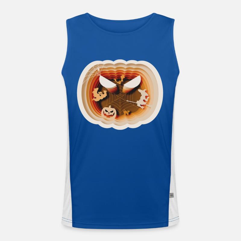 Halloween Pumpkin Silhouette Style Men's Functional Contrast Tank Top 