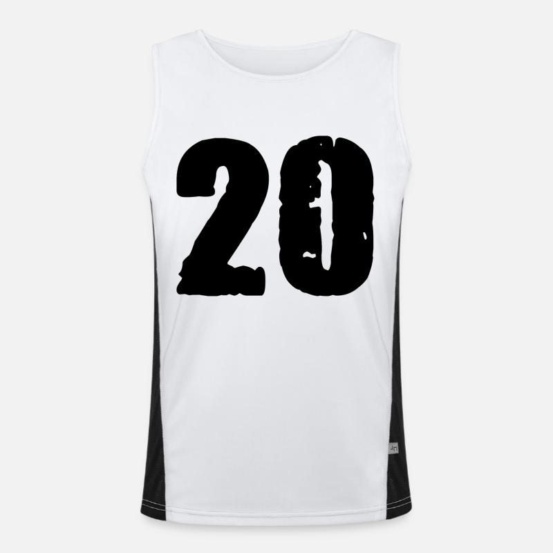 20 number jersey - Men's Functional Contrast Tank Top  - white/black