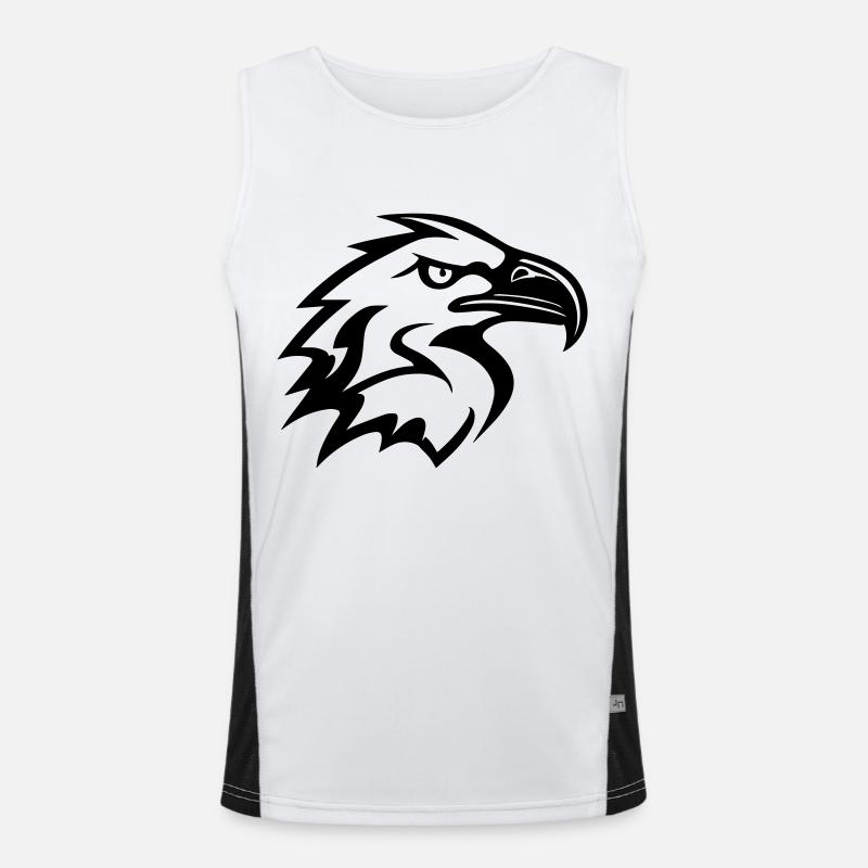 stylized eagle head in profile - Men's Functional Contrast Tank Top  - white/black