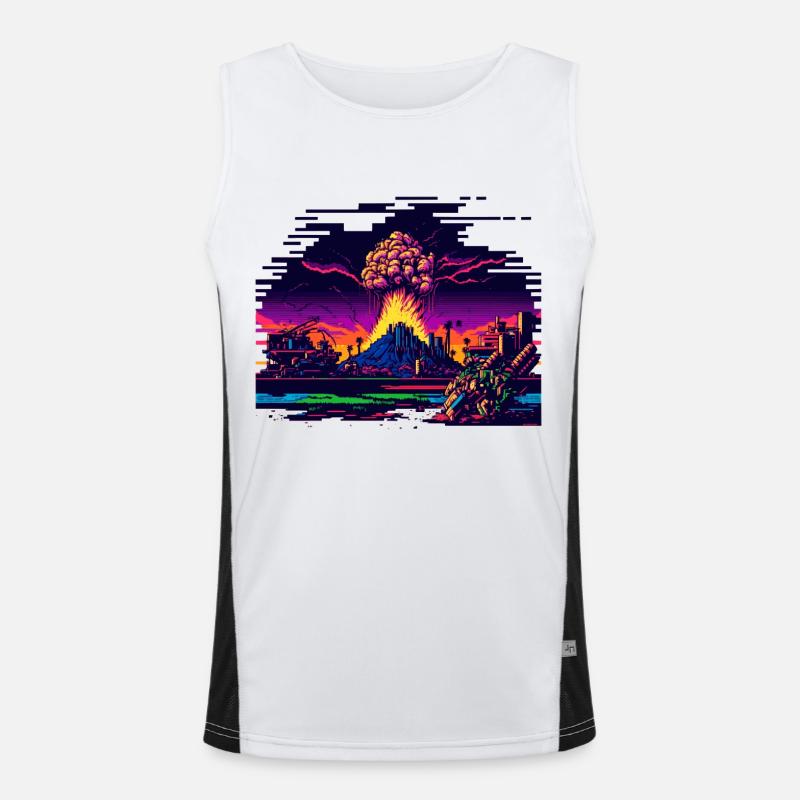 Quand la bombe atomique explose dans le jeu vidéo 8 bits Débardeur respirant contrasté Homme 