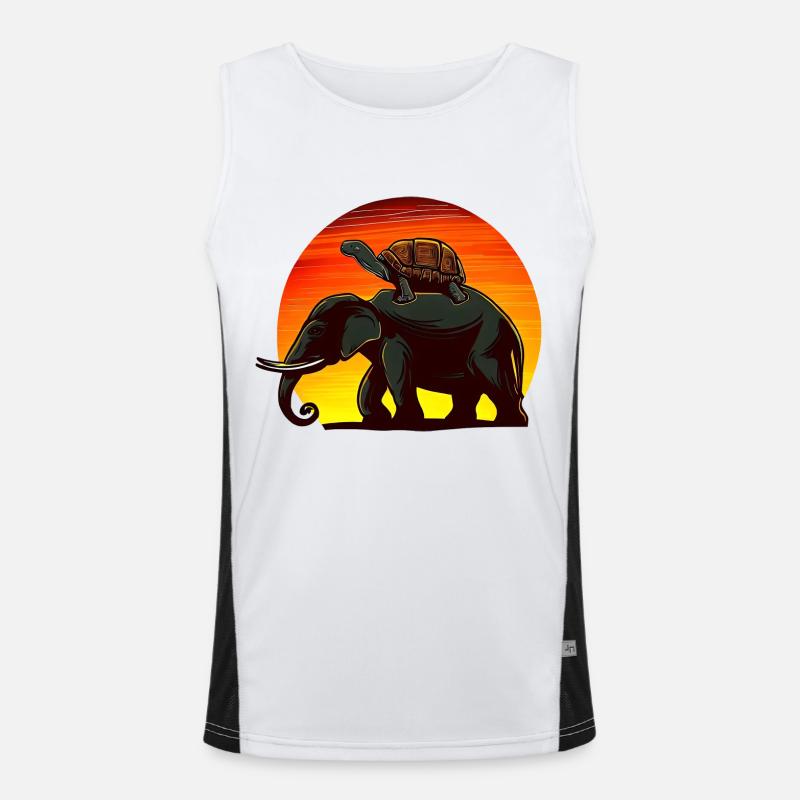 Elephant Turtle Sunset Design Débardeur respirant contrasté Homme 