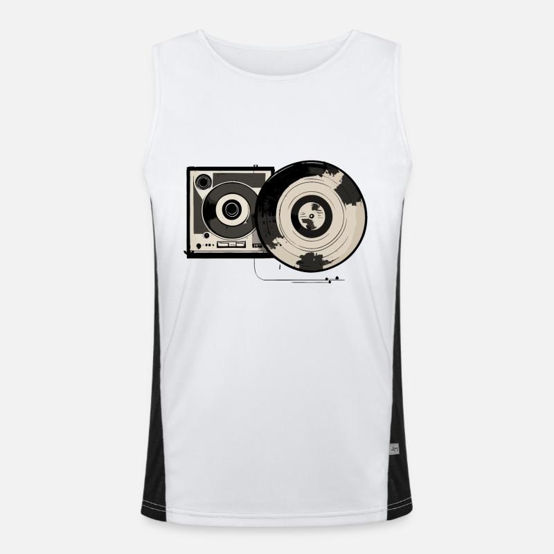 Retro record player Men's Functional Contrast Tank Top 