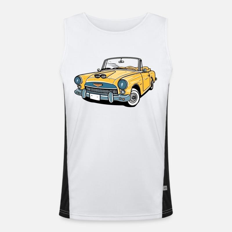Gelbes Cabriolet Cabrio Funktionelles Kontrast-Tank Top für Männer 