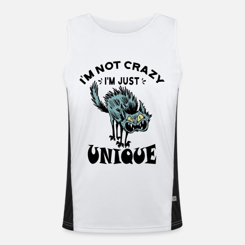 I'm not crazy I'm just unique, Weird Cat Men's Functional Contrast Tank Top 