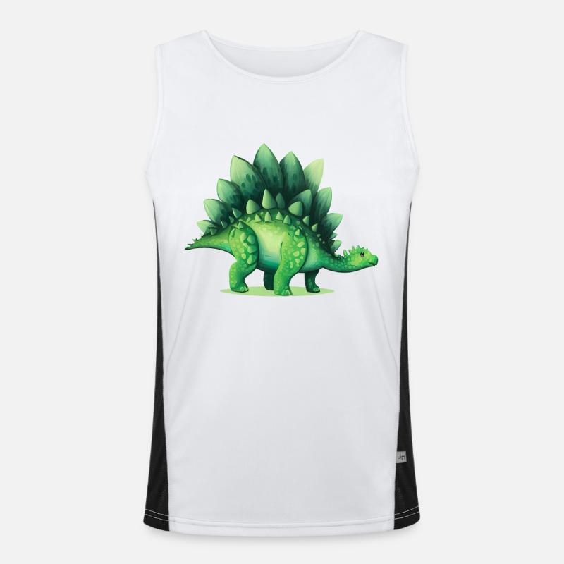 Dinosaurier Stegosaurus Grüne Echse Geschenk Funktionelles Kontrast-Tank Top für Männer 