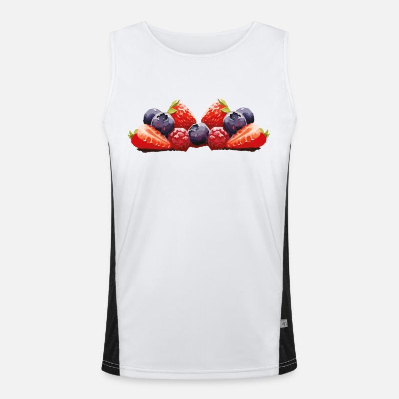Erdbeere Blaubeere Obst Funktionelles Kontrast-Tank Top für Männer 