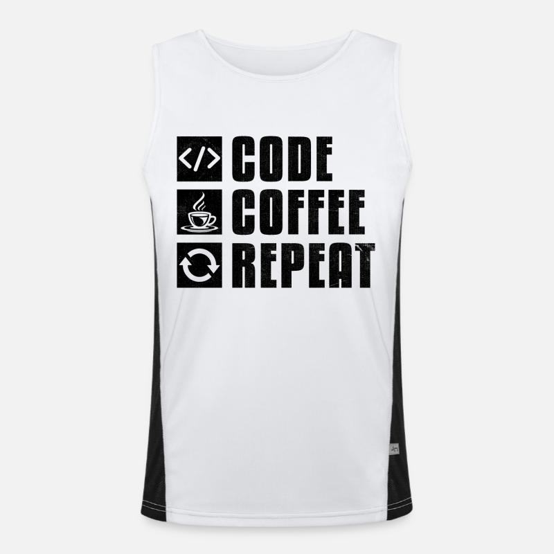 Kaffee-Codierung Programmierer Programmierer Entwickler Nerd Coff Funktionelles Kontrast-Tank Top für Männer 