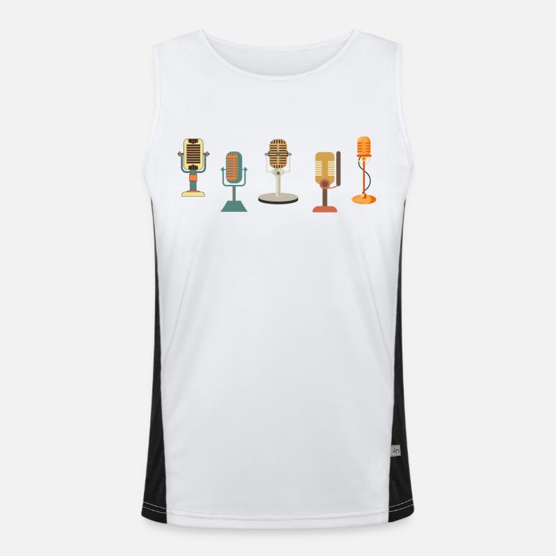 Vintage Retro Microphone Men's Functional Contrast Tank Top 