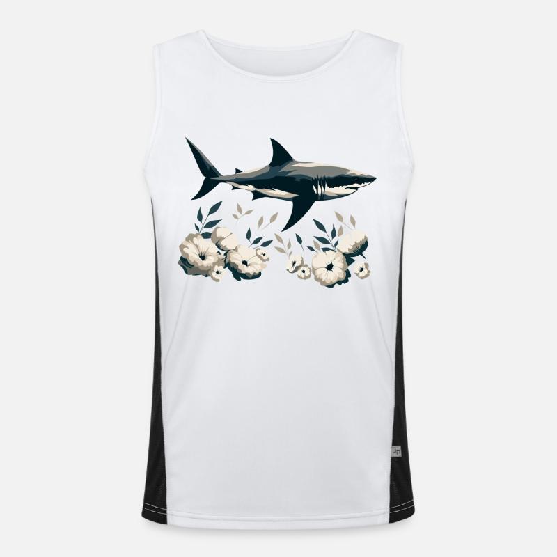 Requin avec des fleurs Débardeur respirant contrasté Homme 