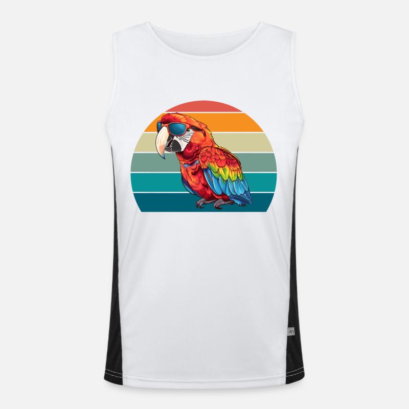 Papagei Retro Vogel Sommer Funktionelles Kontrast-Tank Top für Männer 