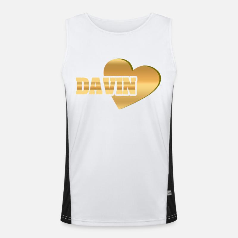 Gold Davin - Men's Functional Contrast Tank Top  - white/black