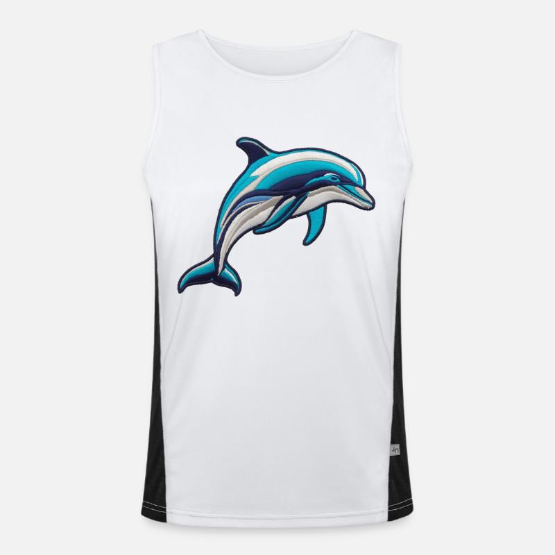 Gestickter Delfin Funktionelles Kontrast-Tank Top für Männer 