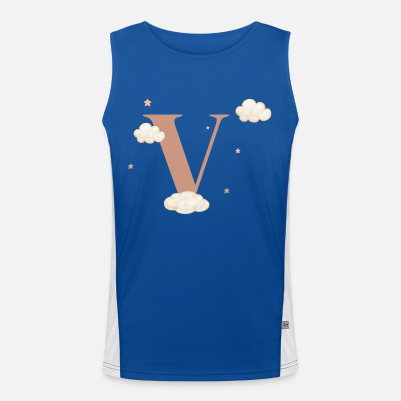 Buchstabe v bewölkt Sterne Funktionelles Kontrast-Tank Top für Männer 