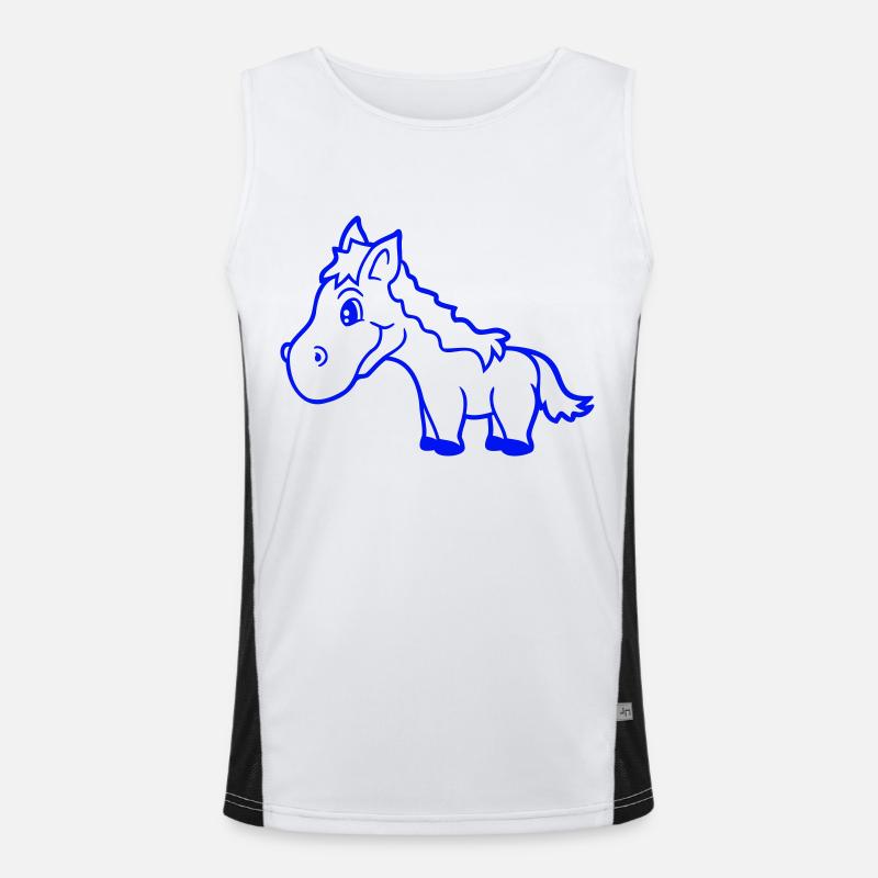 Pferd Süß Pony Fohlen Pferdemädchen Niedlich Comic Funktionelles Kontrast-Tank Top für Männer 
