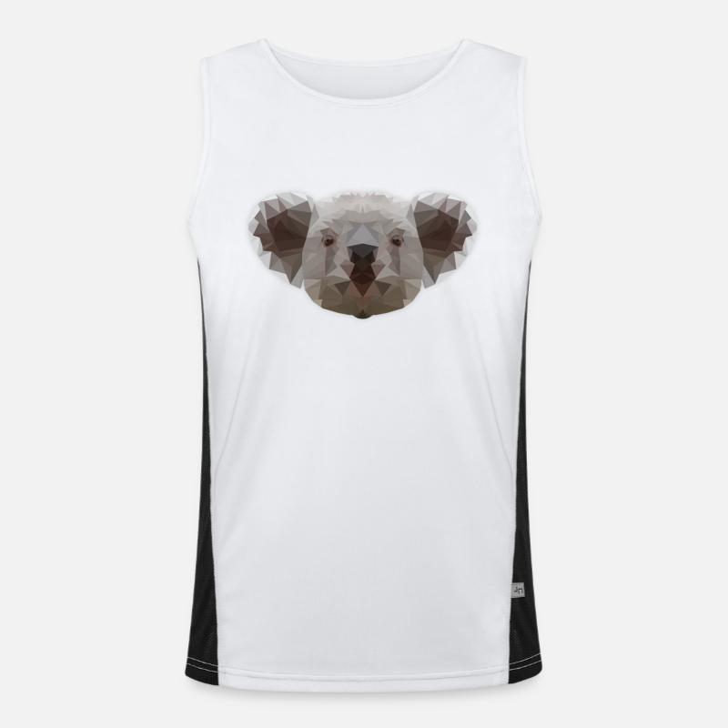 LowPoly koala Bär Tier Design Geschenk Funktionelles Kontrast-Tank Top für Männer 