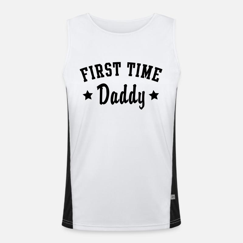 FIRST TIME DADDY - Men's Functional Contrast Tank Top  - white/black