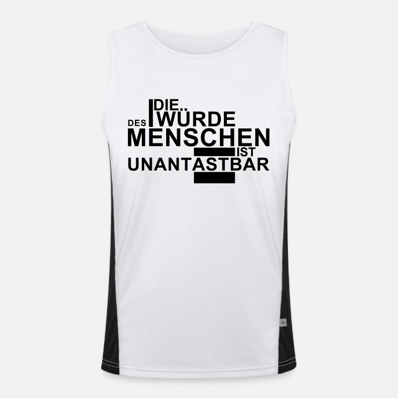 HUMAN DIGNITY IS INVIOLABLE - Men's Functional Contrast Tank Top  - white/black