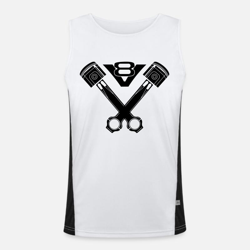 V8 Eight Cylinder Engine - Men's Functional Contrast Tank Top - white/black