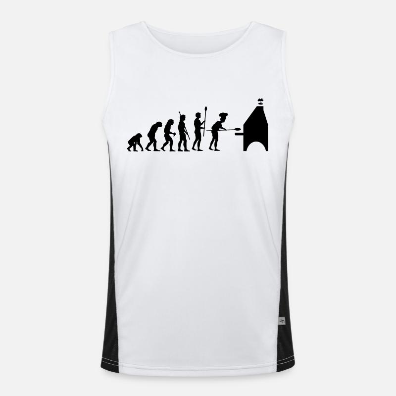 evolution pizza - Men's Functional Contrast Tank Top  - white/black