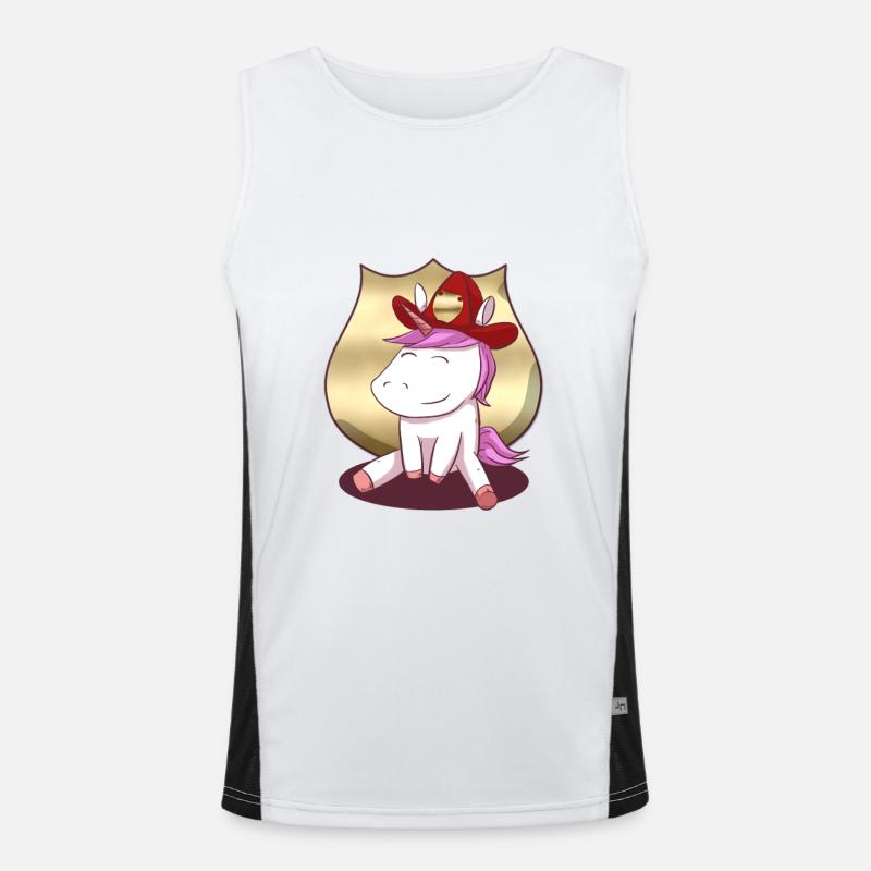 Feuerwehr Einhorn Firefighter Unicorn Funktionelles Kontrast-Tank Top für Männer 